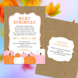 Burlap Girl Pumpkin baby sprinkle invitation