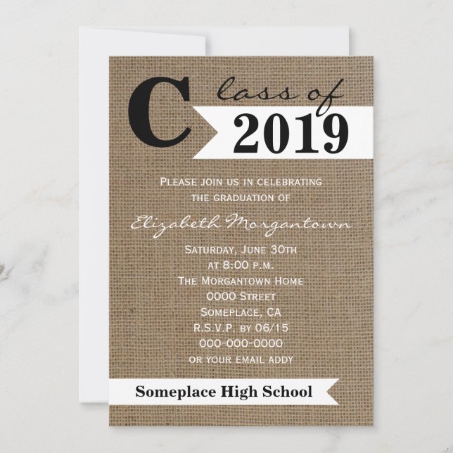 Burlap Graduation Party Invitation (Front)