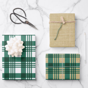 Burlap Green Plaid Wrapping Paper Sheet