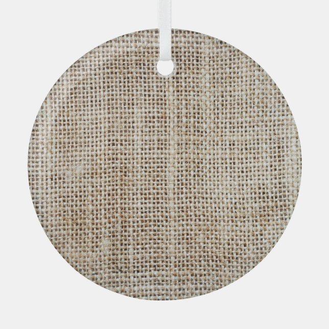 Burlap Hessian Background Texture Glass Tree Decoration (Front)