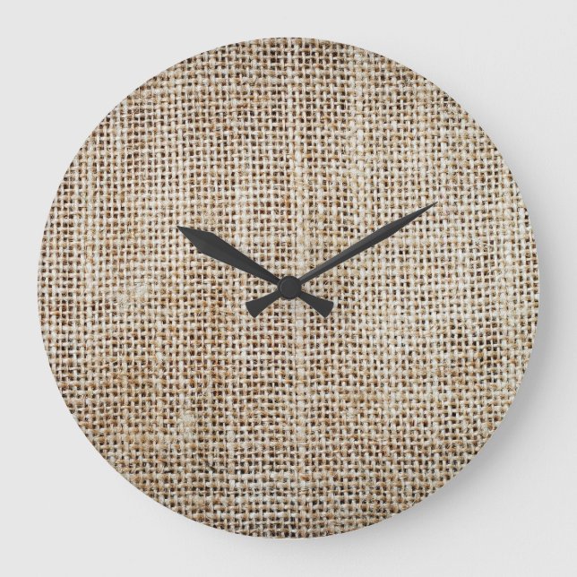 Burlap Hessian Background Texture Large Clock (Front)