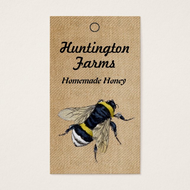 Burlap Honey Bee Price Tag (Front)