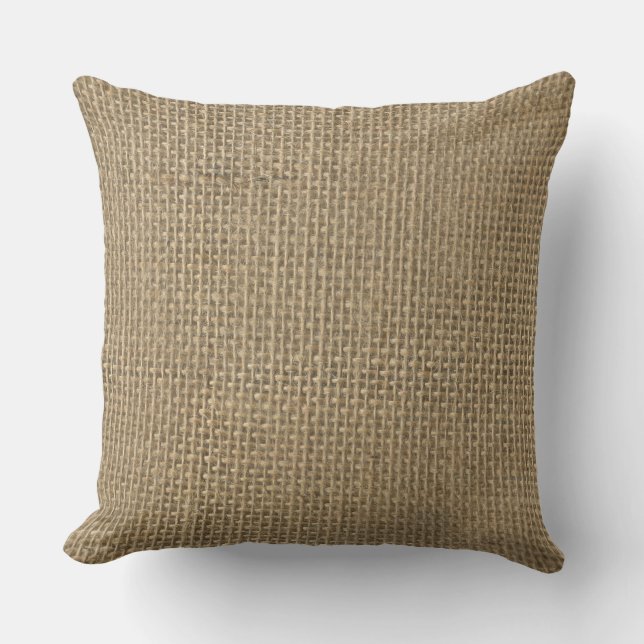 Burlap in Natural Beige Cushion (Front)