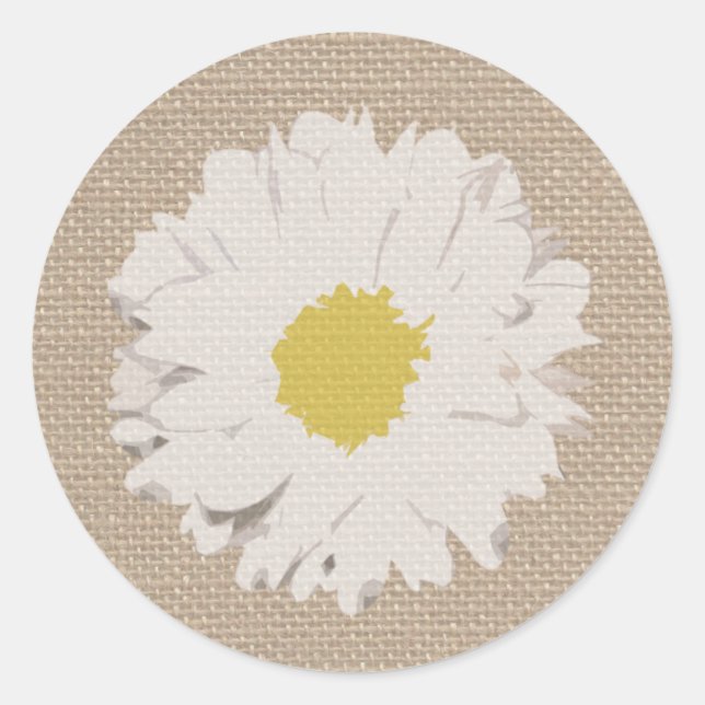 Burlap Inspired Daisy Sticker (Front)