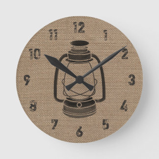 Burlap Inspired Oil Lantern Clock