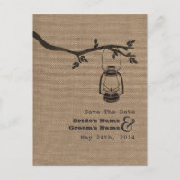 Burlap Inspired Oil Lantern Rustic Save The Date