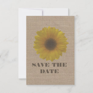 Burlap Inspired Sunflower Save The Date