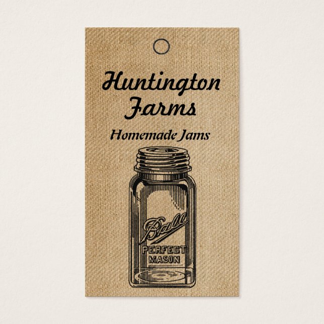 Burlap Jam and Jelly Price Tag (Front)