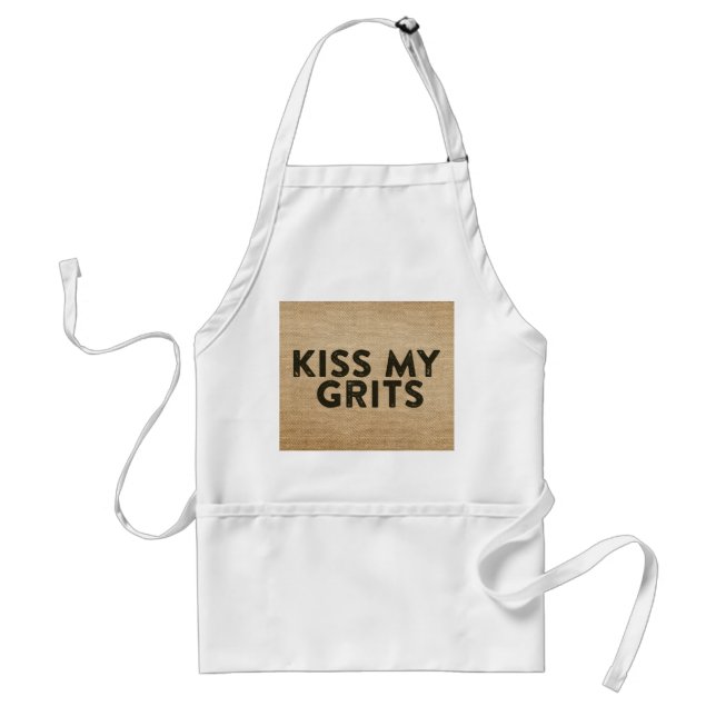 Burlap Kiss My Grits Standard Apron (Front)