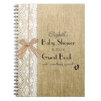 Burlap Lace and Raffia Image Rustic Guest Book