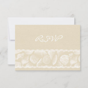 Burlap Lace and Sea Shell Wedding RSVP Card