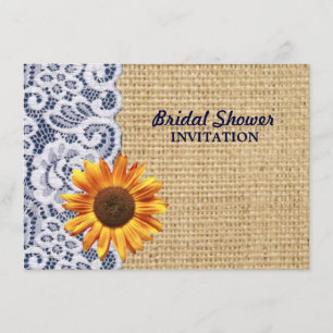 burlap lace country sunflower bridal shower invitation