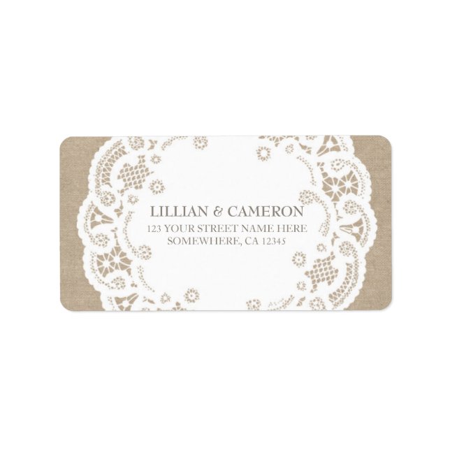 Burlap Lace Doily Address Labels (Front)