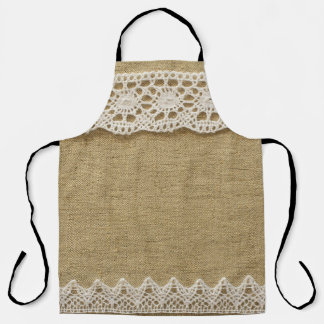 Burlap, lace fabric texture. apron