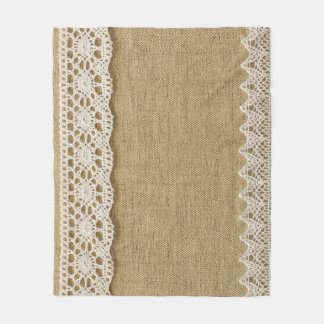 Burlap, lace fabric texture. fleece blanket