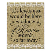 Burlap & Lace Memorial Wedding Print