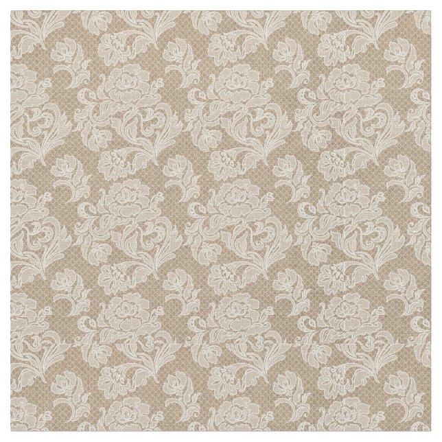Burlap & Lace Rose Fabric (Close Up)