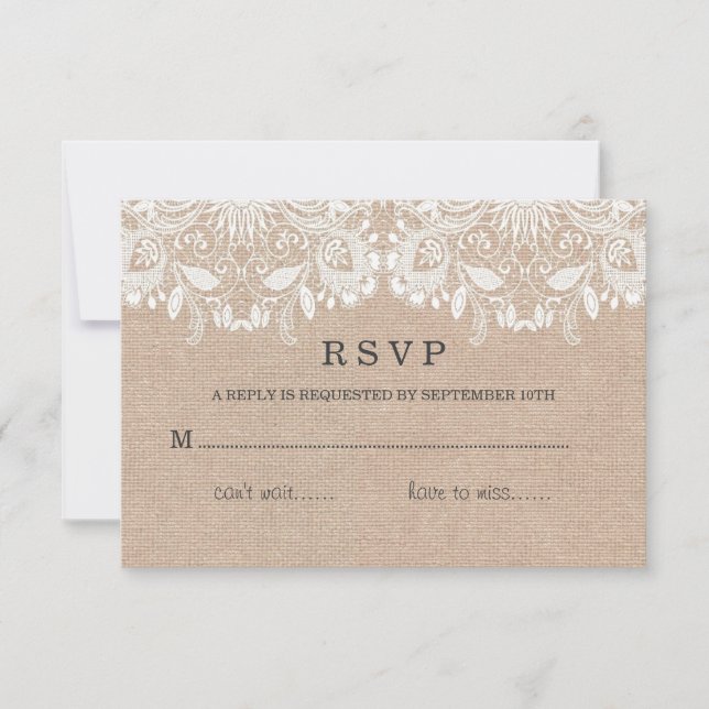 Burlap & Lace RSVP Card (Front)