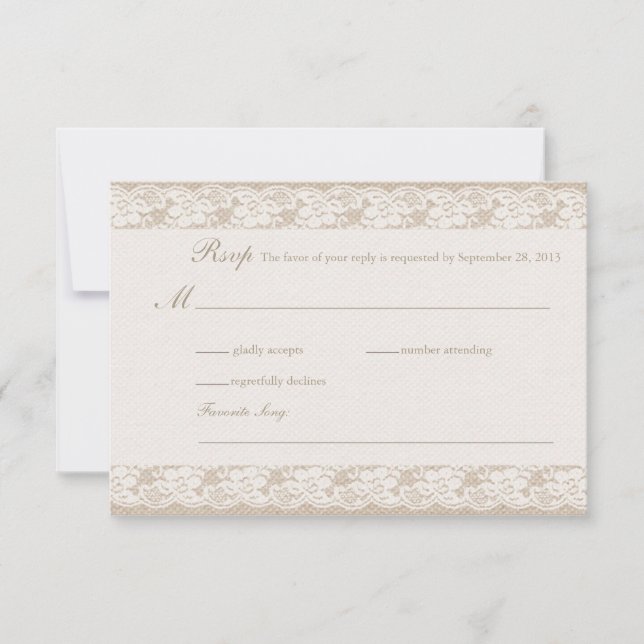 Burlap & Lace RSVP Card (Front)
