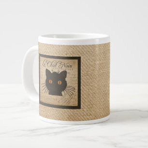 Burlap Le Chat Noir French The Black Cat Large Coffee Mug