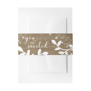 Burlap Lights & Lace You are Invited Typography Invitation Belly Band