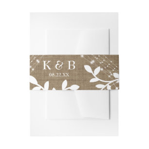 Burlap Lights & Leafy Lace You are Invited Script Invitation Belly Band