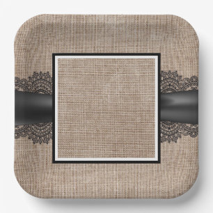 Burlap, Linen and lace paper plates