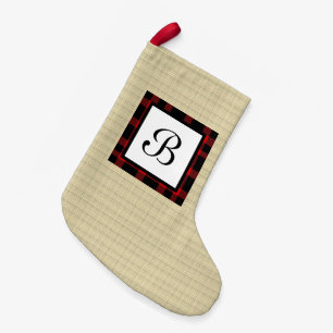 burlap look Christmas initialled Small Christmas Stocking