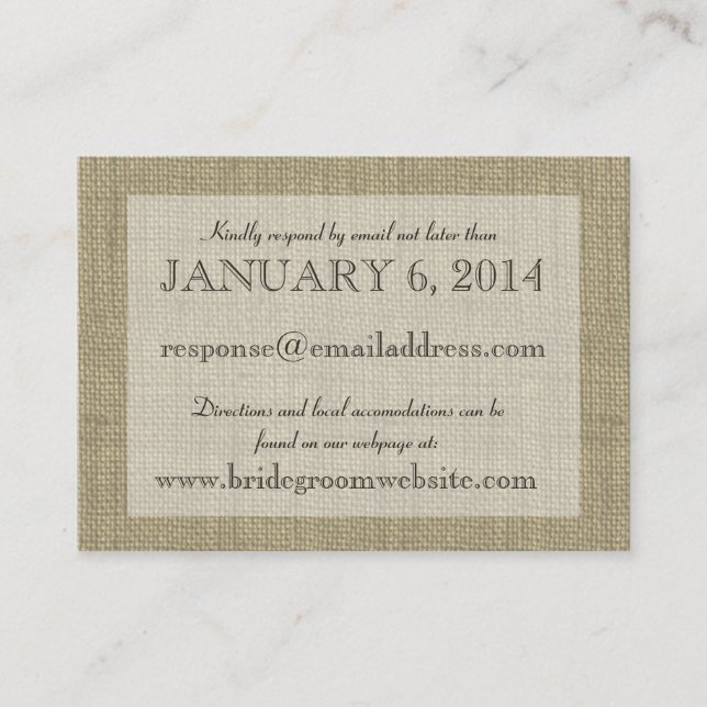 Burlap Look Insert card (Front)