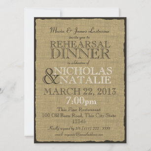 Burlap Look Rehearsal Dinner Invitation