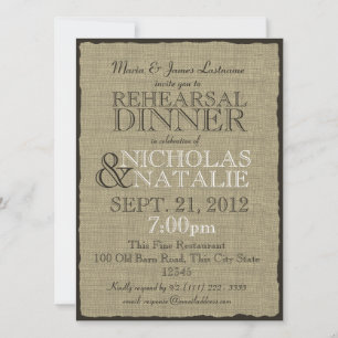 Burlap Look Rehearsal Dinner Invitation