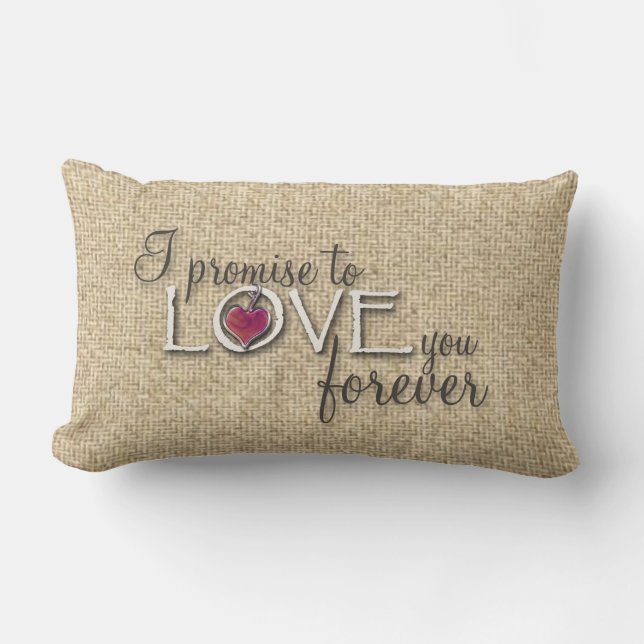 Burlap love promise wedding decorative pillow (Front)
