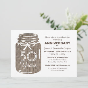 Burlap Mason Jar, Anniversary Announcement
