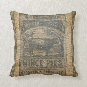 Burlap Mince Pies Vintage Advertisement Cushion