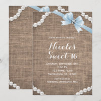 Burlap & Pearls Blue Bow Glamour Sweet 16 Party
