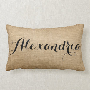 Burlap Personalised Name Lumbar Cushion