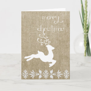 Burlap Reindeer Holiday Card