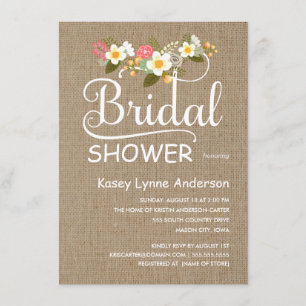 Burlap Rustic Floral Bridal Shower Invitation