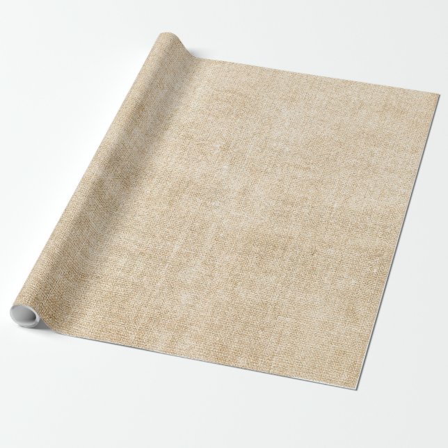 Burlap Rustic Khaki Tan Wrapping Paper (Unrolled)