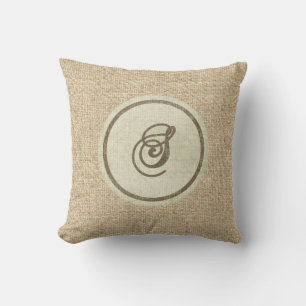 Burlap rustic letter S decorative pillow