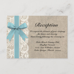 Burlap Rustic Reception Directions Card Glacier