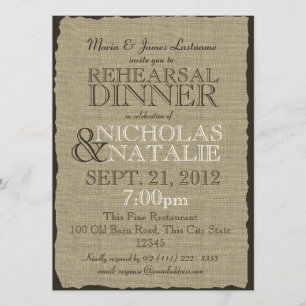 Burlap Rustic Rehearsal Dinner Invitation