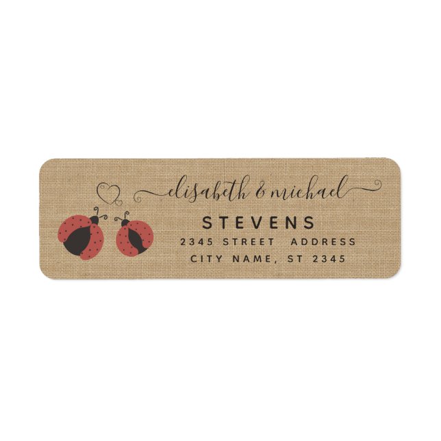 Burlap rustic romantic ladybugs in love wedding (Front)