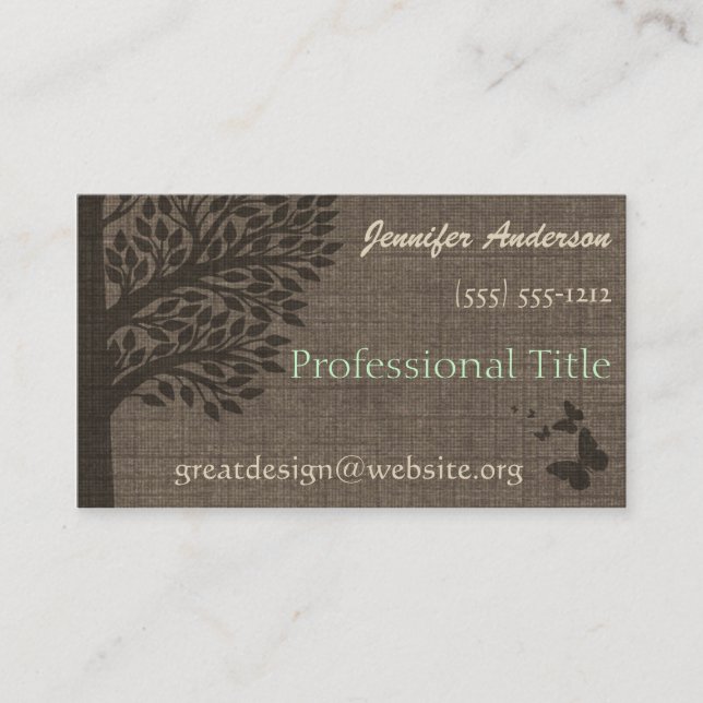 Burlap Rustic Tree Appointment Professional Card (Front)