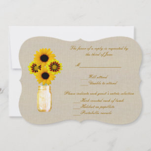 Burlap Rustic Yellow Mason Jar Response Card
