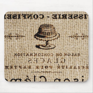burlap scripts shabby chic french country cake mouse pad