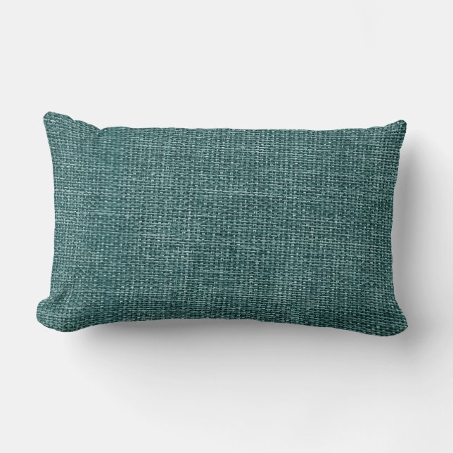 Burlap Simple Teal Lumbar Cushion (Front)