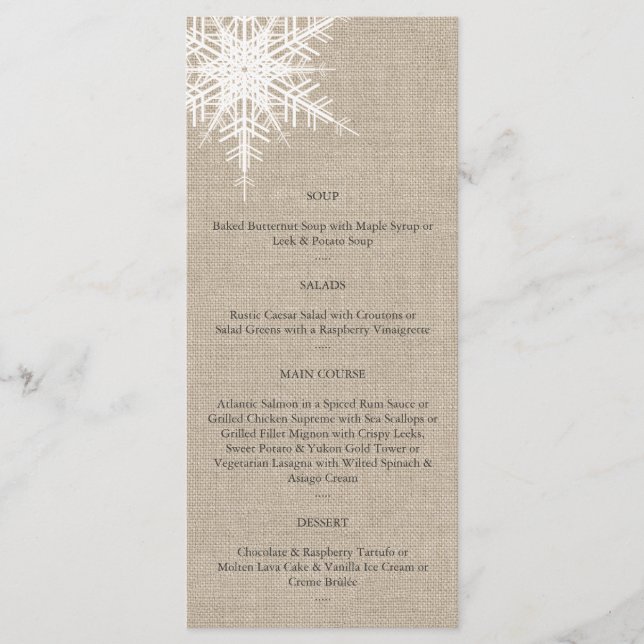 Burlap Snowflake Menu (Front)