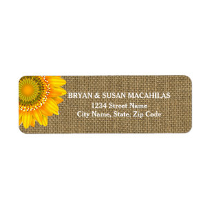 Burlap Sunflower Return Address Label