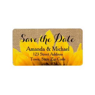 Burlap Sunflower   Save the Date Address Label